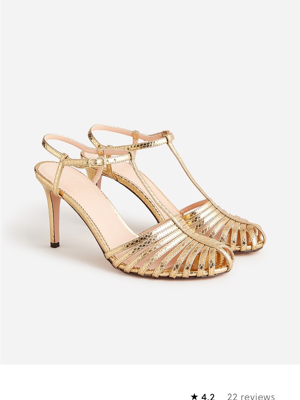 J.Crew Rylie Snake Metallic Gold Caged Toe Heels Size 9.5
